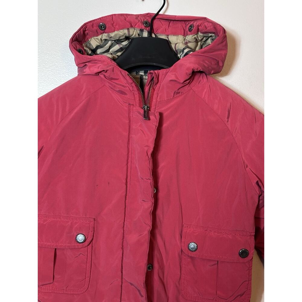Burberry London Jacket Youth Red Nova Check Winter Rain Boy Zip Snap Size 10 US - Picture 2 of 12